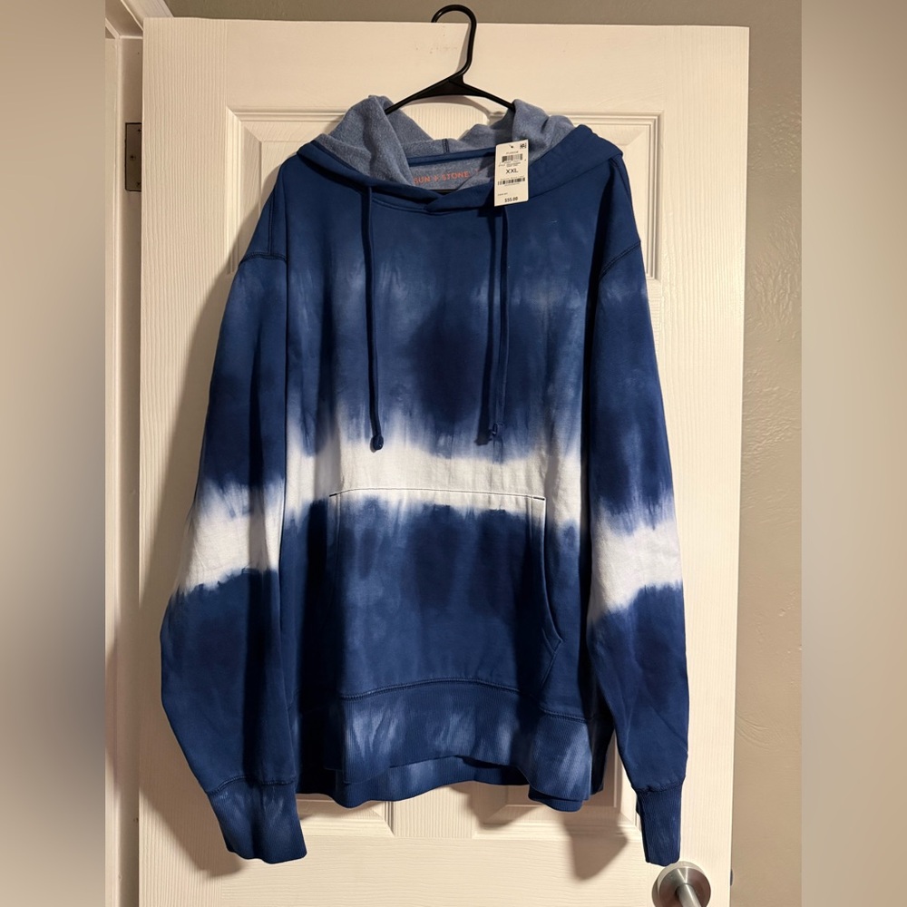 Sun + Stone Blue/White Hoodie- Unisex 2x‎ (NEW)Brand New W/Original Tags